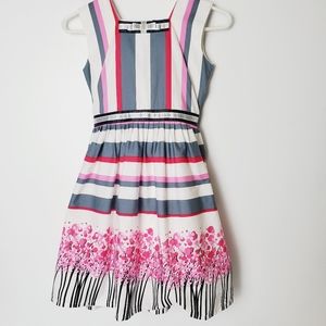 Sam de Fleur Striped Floral Cotton Dress